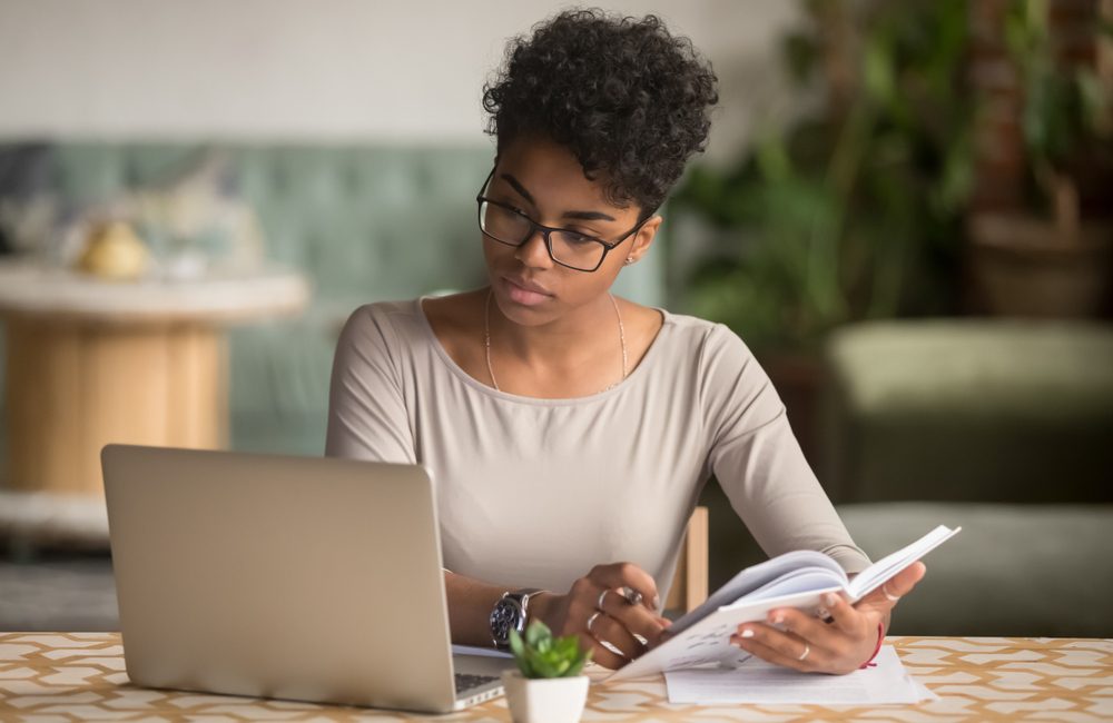 diverse woman learning on computer