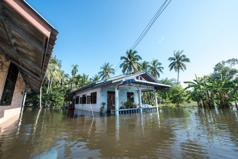 house in flood water