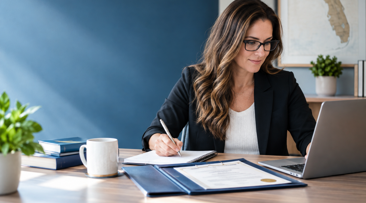 woman taking online course