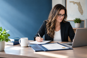 woman taking online course